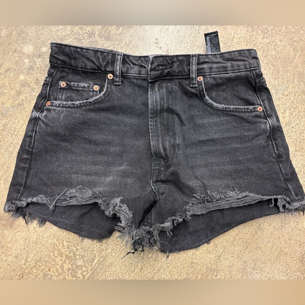Zara High Waist Black Jean Shorts